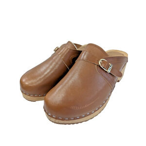 Original Vintage Olof Daughters Wooden Leather Clogs by Ulla Women’s Size 37